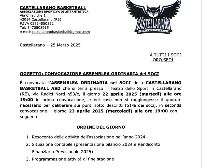 ASSEMBLEA DEI SOCI ORDINARIA 2025